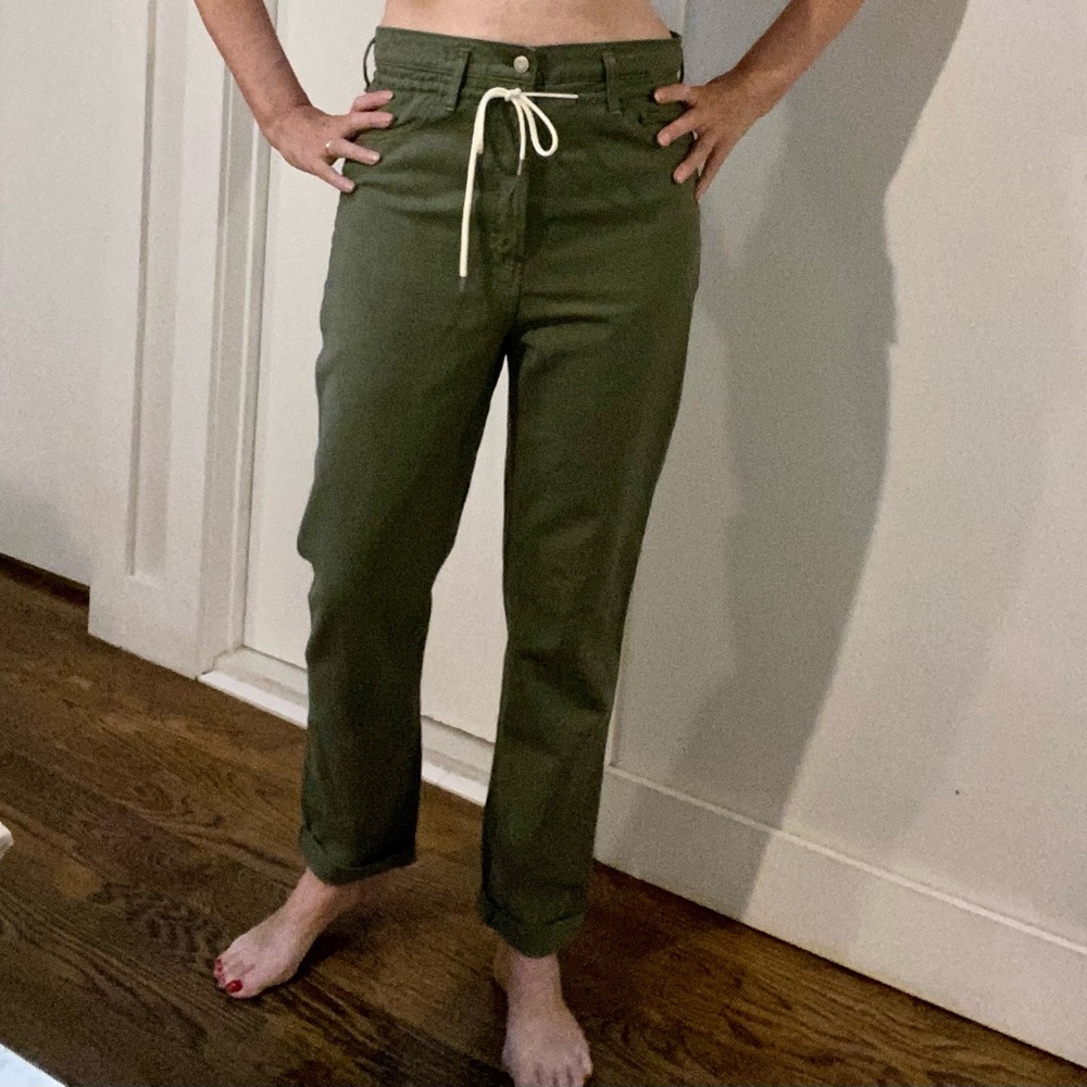 GAP boyfriend high rise jeans, khaki, size Tall 29